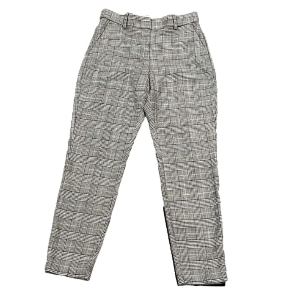 H&M Black & Beige Herringbone Plaid Skinny Ankle Trouser Pants Slacks - Size 6